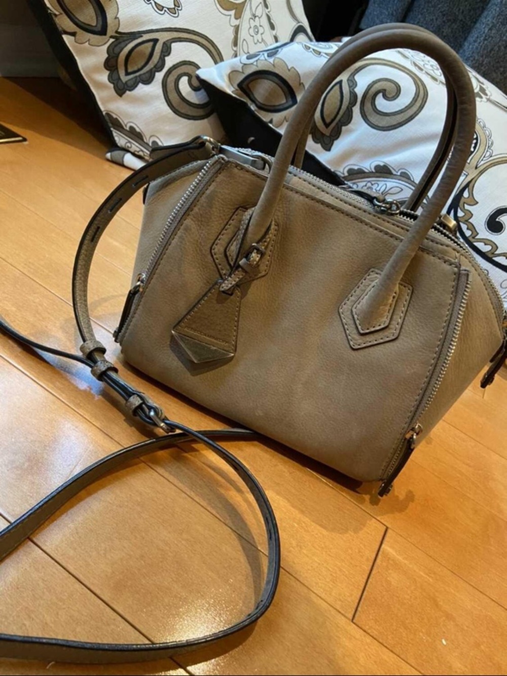 Taupe Structured Leather Satchel Shoulder Bag - Rebecca Minkoff